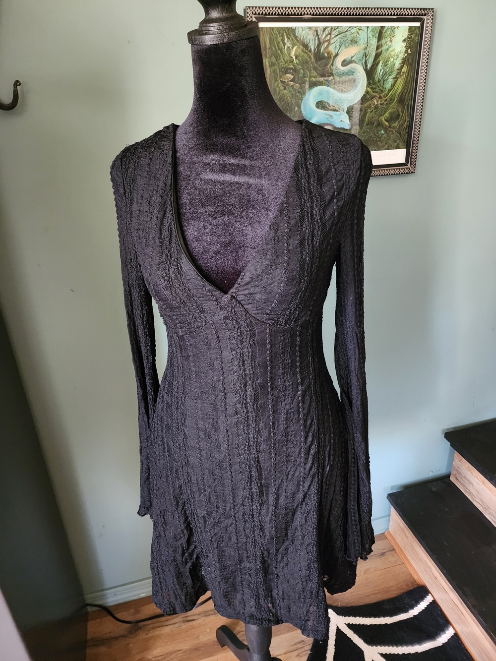 Long Sleeve Flowy Witchy Pixi Black DRESS